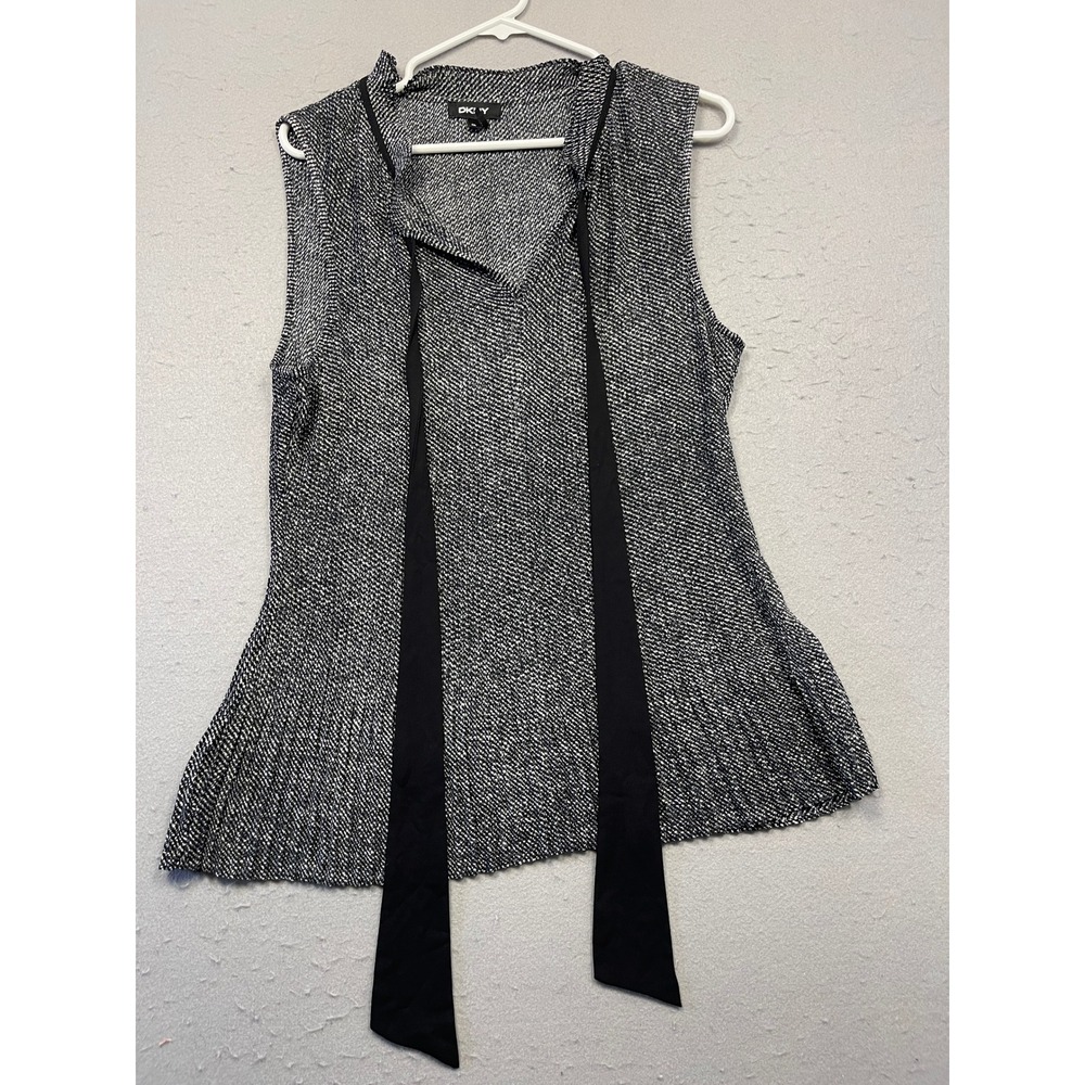 DKNY Sleeveless Top Knit Black White XXL Womens
